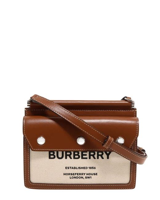 Burberry Brown Mini Horseferry Print Leather And Canvas Title Bag