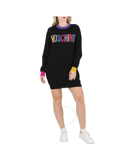 Moschino Black Intarsia Logo-knit Jumper Dress
