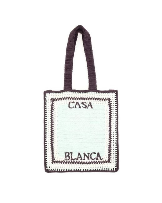 Casablanca White Crochet Bag With Logo for men