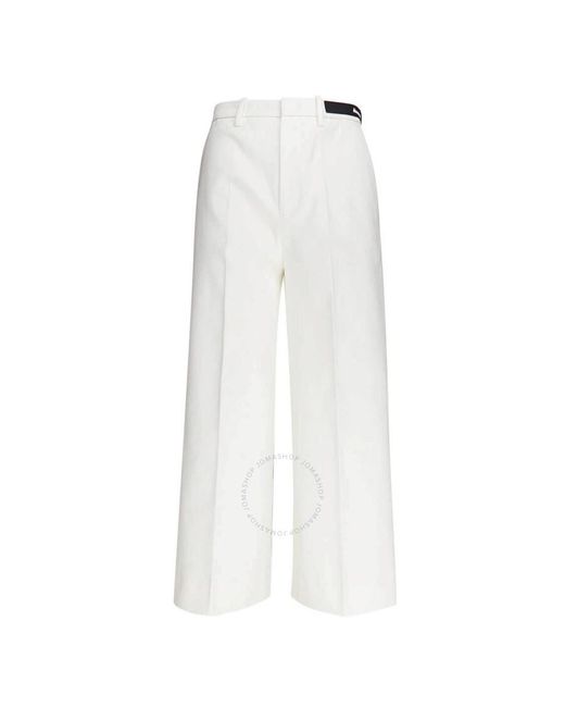 Moncler White Cotton Gabardine Cropped Dress Pants