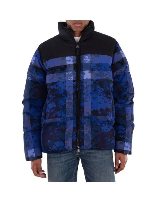 Burberry Blue Oceanic Buckley Camouflage Check Puffer Jacket for men