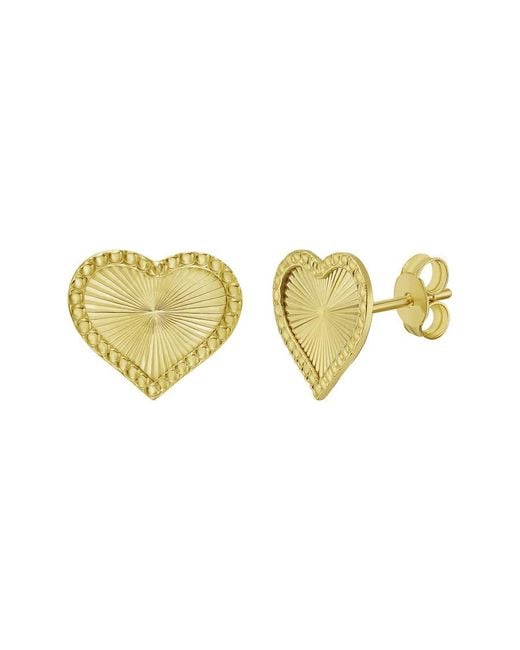 Kylie Harper Metallic Ladies 14K Diamond-Cut Radiating Heart Stud Earrings