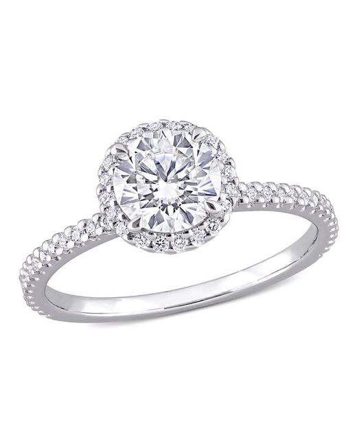 Amour Metallic 1 1/4 Ct Dew Created Moissanite Halo Ring