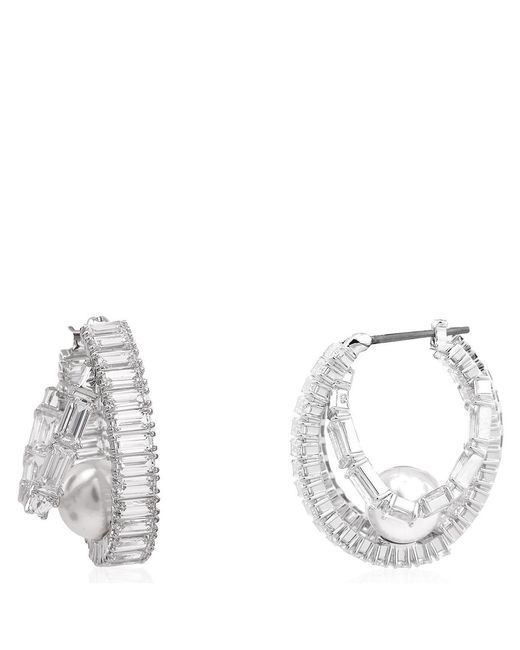 Swarovski Metallic X Ariana Grande Baguette Cut Hoop Earrings for men