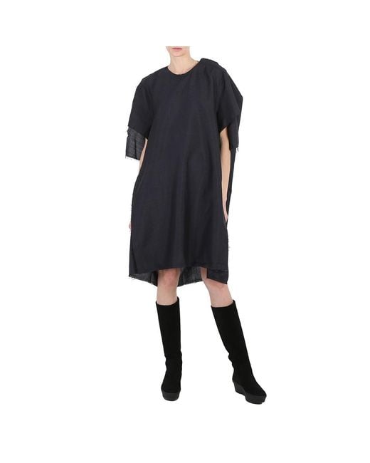 Maison Margiela Black Anthracite Mohair Wool Raw-Cut Oversize Dress