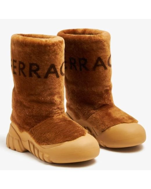 Ferragamo Brown Delphi Shearling Ski Boots for men