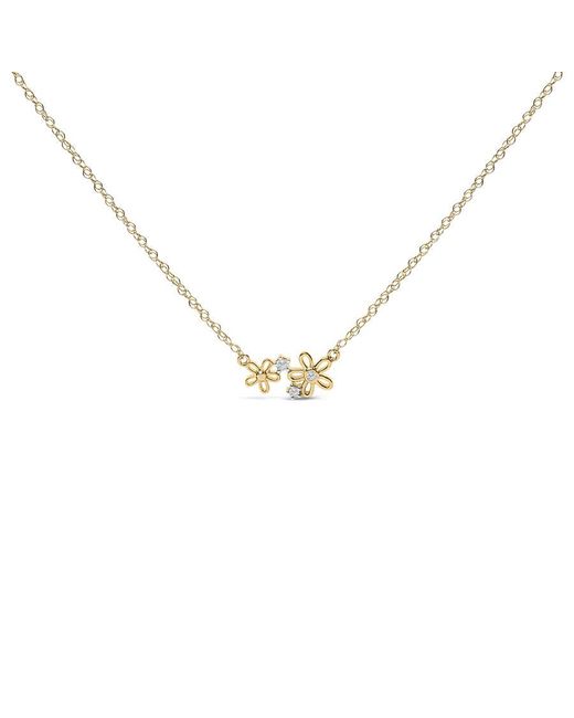 Haus of Brilliance Metallic 14K Plated Sterling Diamond Accent Floral Pendant Necklace