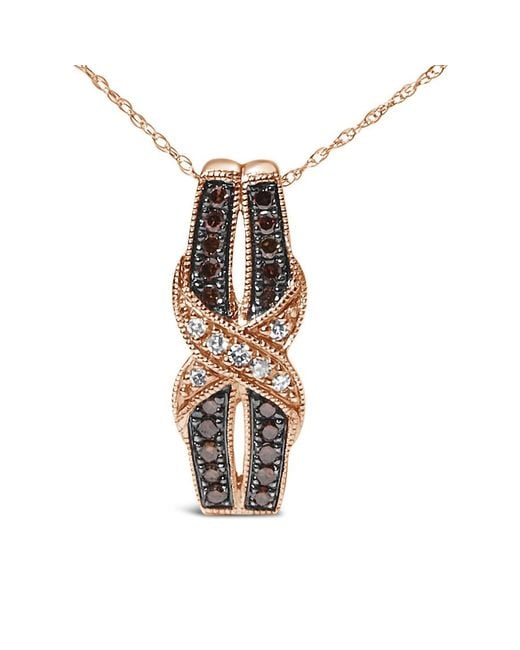 Haus of Brilliance Metallic 10K Rose 1/4 Cttw And Chocolate Diamond Infinity Twist Pendant Necklace