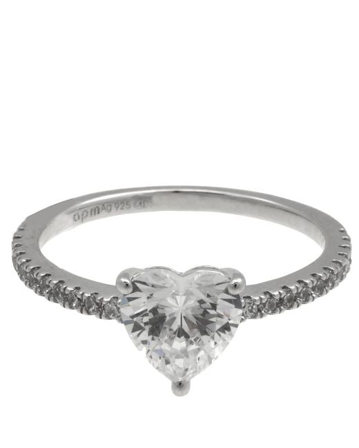 Apm Monaco Metallic Heart Pave Sterling Ring for men