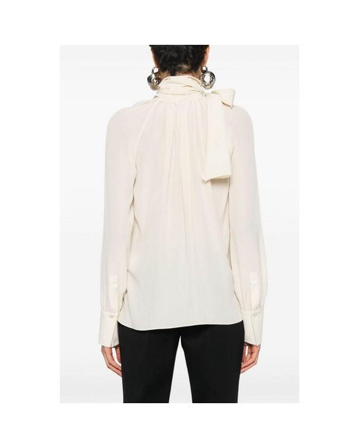 Givenchy White Blouse With Knot Collar_Eggshell, Brand Size 34 (Us