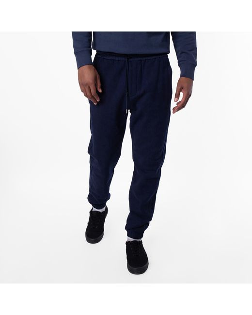 Saint Laurent Blue Logo Embroidered Fleece Sweatpants for men