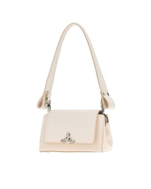Vivienne Westwood Pink Ivory Synthetic Leather Small Hazel Shoulder Bag Borse A Mano