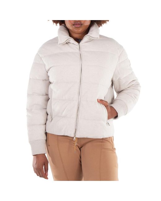 Moncler White Cayeux Puffer Cashmere Jacket, Brand Size 2