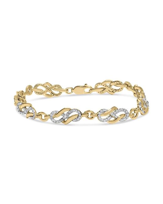 Haus of Brilliance Metallic 14K Plated .925 Sterling 1.0 Cttw Diamond Infinity Loop And Swirl Link Bracelet