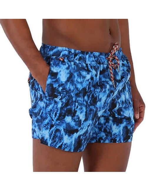 Burberry Blue Midnight Navy Greenford Ripple Print Swim Shorts for men