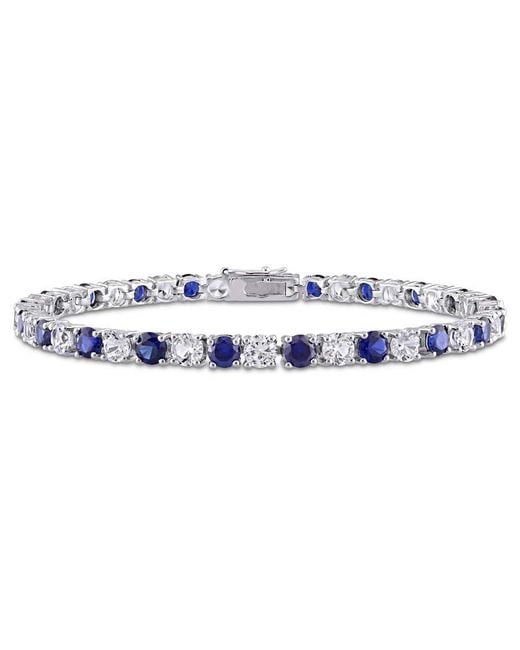 Amour Blue 14 1/4 Ct Tgw Created And Sapphire Bracelet