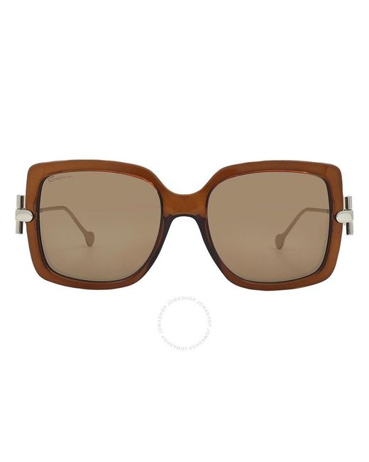 Ferragamo Brown Square Sunglasses Sf913s 210 55