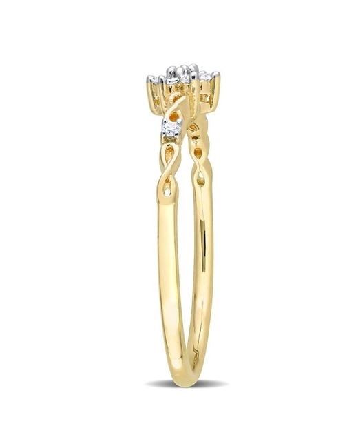 Amour Metallic 1/10 Ct Tw Diamond Floral Promise Ring