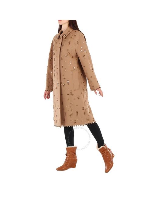 Burberry Natural Wool Cashmere Single-breasted Embellished Car Coat
