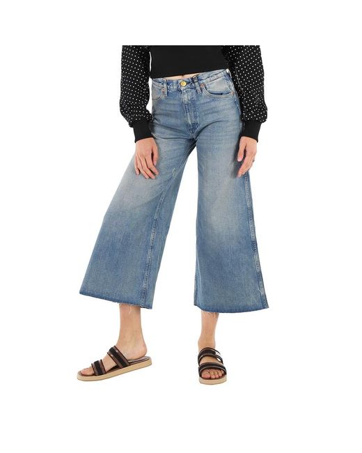 Gucci Blue Ladies Denim Pants With Patches, Waist