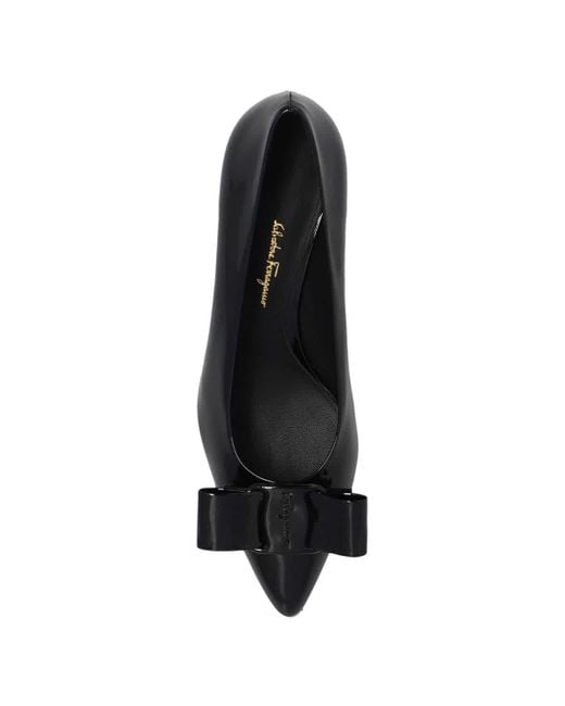 Ferragamo Black Patent Leather Viva Pump Shoe