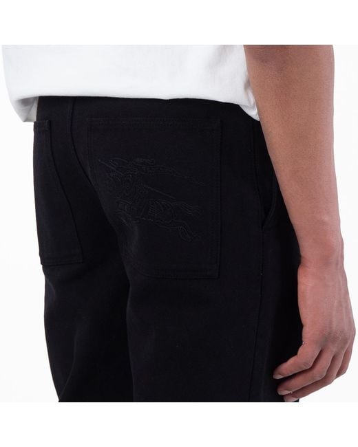 Burberry Black Embroidered Logo Slim Fit Jeans, Waist for men