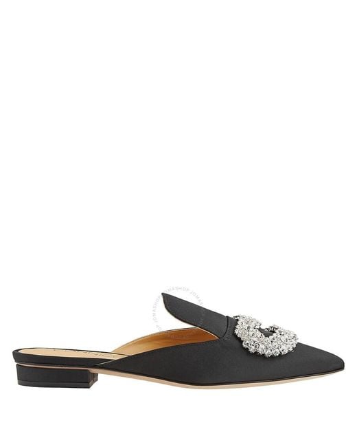 Giannico Black Ladies Daphne Flat Satin Mules, Brand Size 35 Us