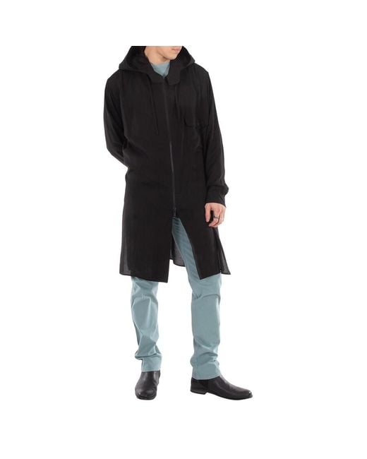 Yohji Yamamoto Black A-Zipper Hood Cellulose Top, Brand Size 2 for men