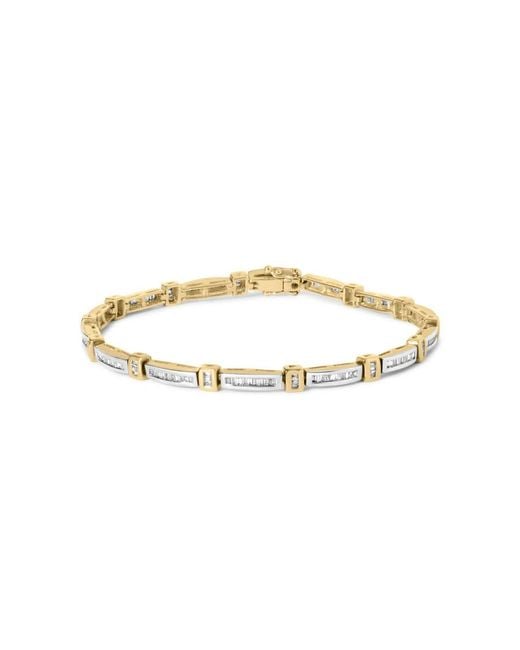 Haus of Brilliance Metallic 14K 1.00 Cttw Baguette Diamond Channel Link Bracelet