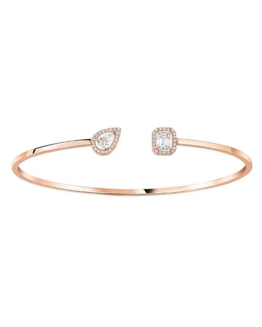 Messika White 18K Rose My Twin Toi Moi Thin Diamond Bangle