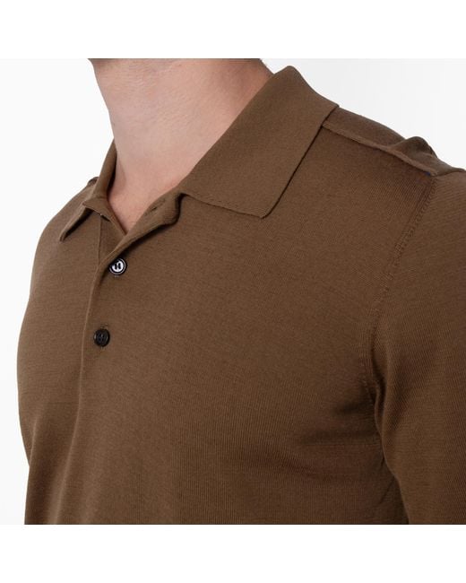 Burberry Green Long-Sleeved Wool Polo Shirt for men