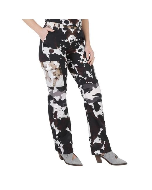 Burberry Black Camouflage-Print Nylon Panelled Cargo Trousers, Brand Size 10 (Us