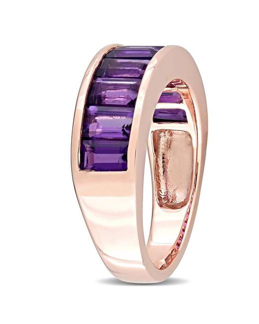 Amour Purple 2 1/3 Ct Tgw Baguette-Cut African-Amethyst Semi-Eternity Anniversary Band