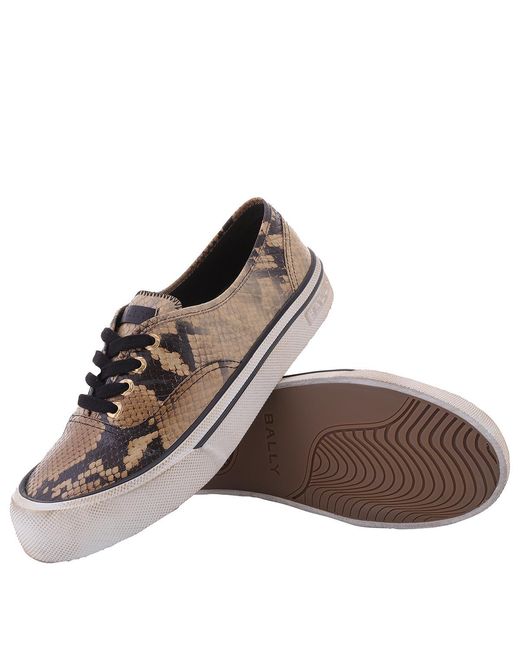 Bally Brown Lyder Snakeskin-Effect Low-Top Sneakers for men