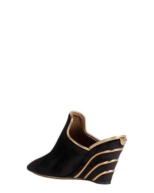 Ferragamo Black Ebby Velvet Wedge Mules