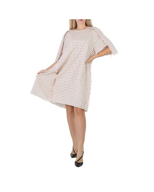 MM6 by Maison Margiela White Maison Margiela Ladies Ecru All-Over Checkered Shirt Dress, Brand Size 36 (Us