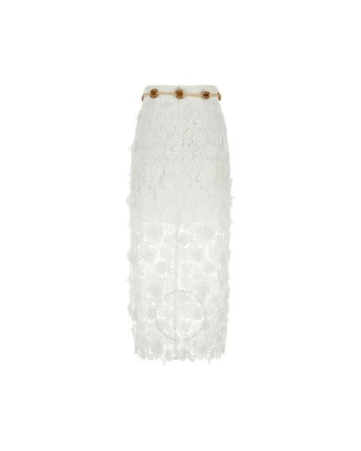 Zimmermann White Ivory Raie Lace Flower Skirt