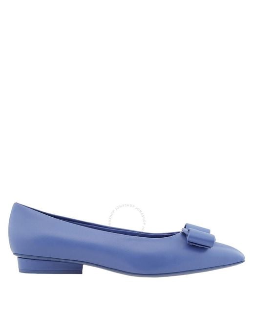 Ferragamo Blue Salvatore Viva Ballet Flat