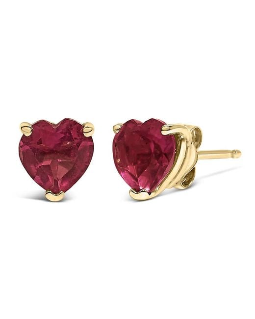 Haus of Brilliance Purple 14K 5Mm Heart Cut Ruby Solitaire Stud Earrings for men