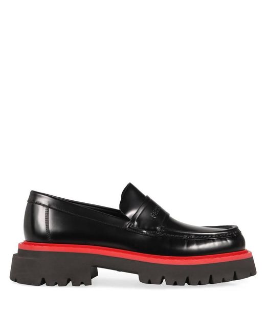 Ferragamo Black Fergal Logo Debossed Loafers, Size 7 for men