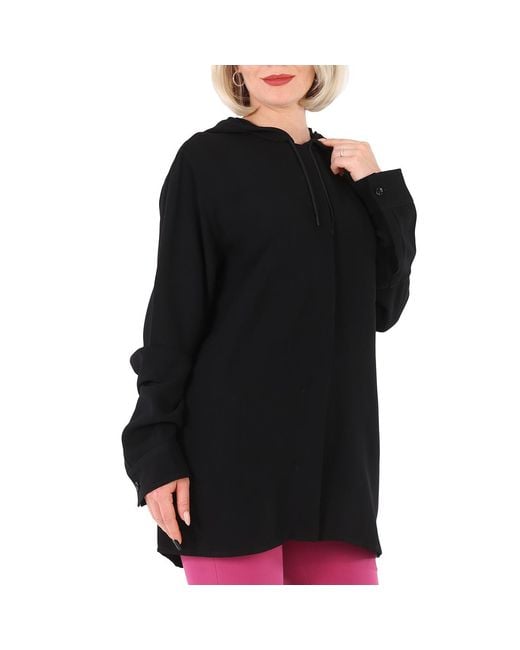 Burberry Black Monogram Motif Viscose Oversized Hooded Top, Brand Size 2 (Us