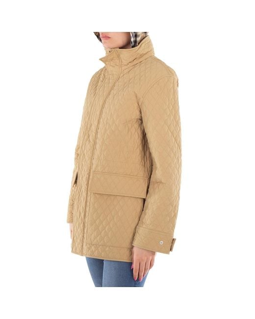 Burberry Natural Check Pattern Quilted Hooded Jacket