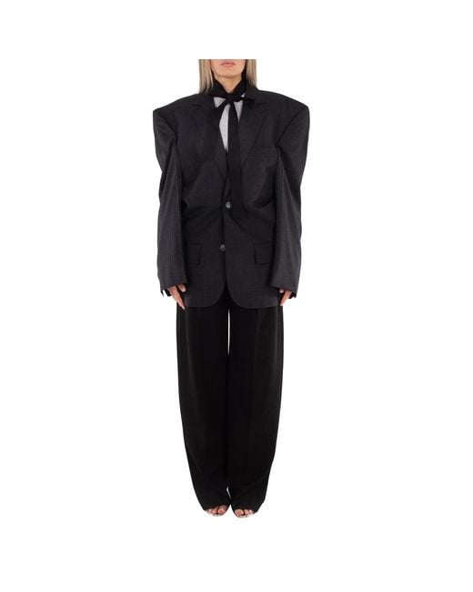 Balenciaga Black Ladies Anthracite Cut Away Boxy Blazer, Brand Size 1