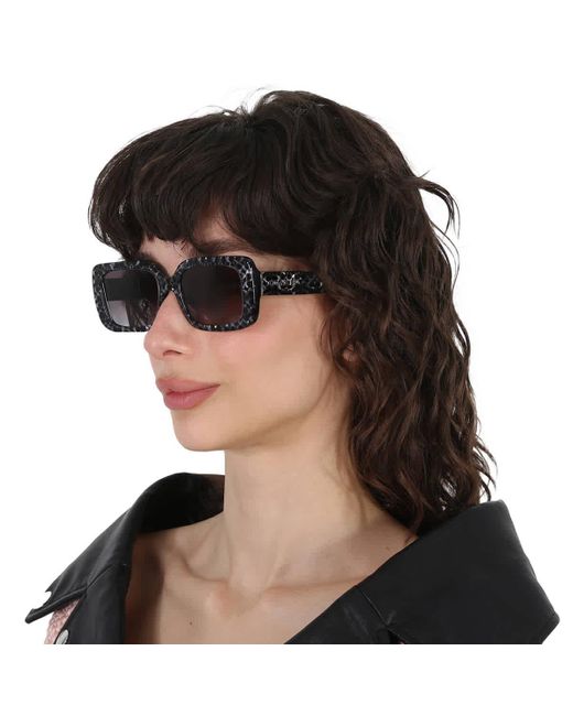 COACH Black Grey Gradient Rectangular Sunglasses Hc8380u 55208g 54