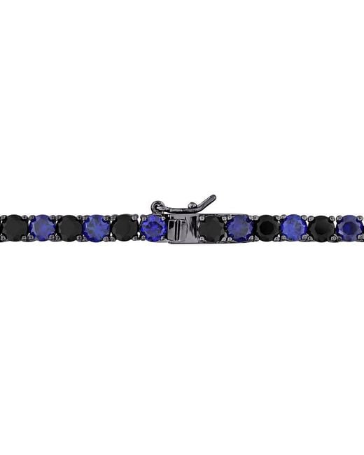 Amour Blue 40 Ct Tgw Created And Sapphire Tennis Necklace for men
