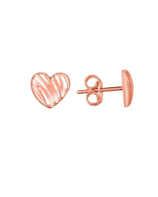 Kylie Harper Pink Ladies 14K Rose 'Scribbled' Heart Stud Earrings