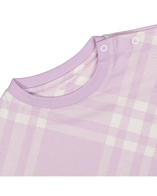 Burberry Purple Toddler Check Print Cotton Jersey T-Shirt