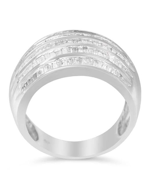 Haus of Brilliance White Sterling Silver 1ct. Tdw Multi-row Baguette Diamond B