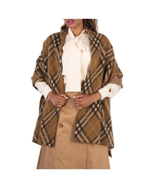 Burberry Green Checked Wool Cape
