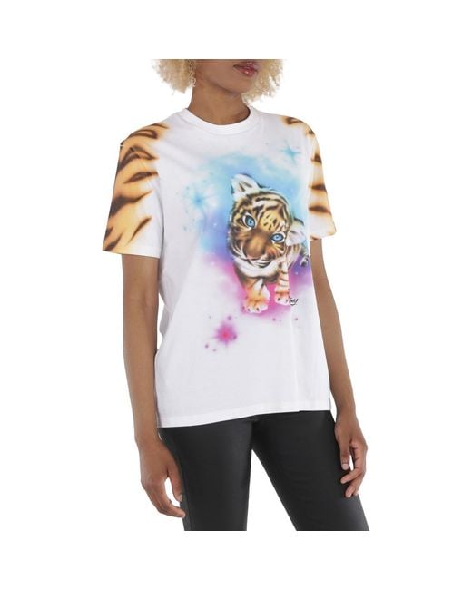Stella McCartney White Ladies Tight Print Short Sleeve T-Shirt
